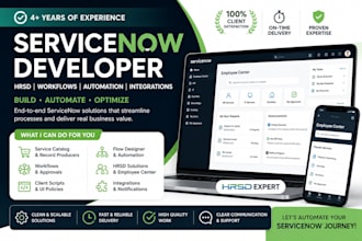 develop servicenow hrsd, employee center, and workflows