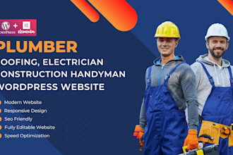 design plumber, roofing, electrician, construction handyman, wordpress website