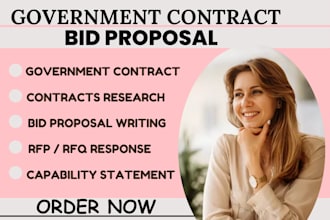 research government contracts, write bid proposals, response to rfp and rfq