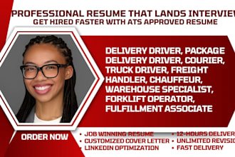 write delivery driver, courier, truck driver, freight handler, chauffeur resume