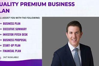 prepare investor ready business plan for startups, financial projections, sba