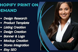 setup etsy, shopify print on demand dropshipping store with printify