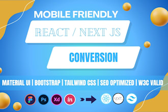 convert figma to react js, figma to next js, tailwind css responsive web app spa