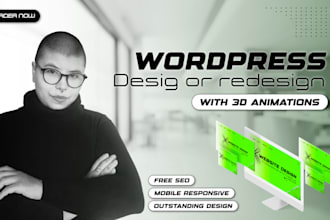 do your 3d animated website design on wordpress