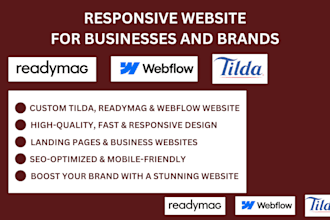 design a responsive landing page on readymag tilda carrd wix or beehive