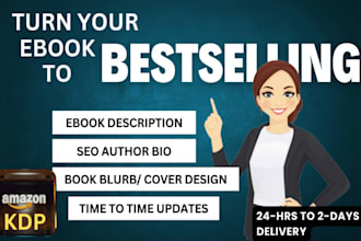 write book description, about me, author bio for amazon KDP
