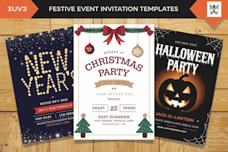 create event,halloween,christmas,new years flyers and social media kit