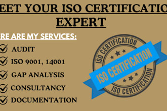 assist in obtaining iso 9001, 27001, 21001, 14001, 50001 certification