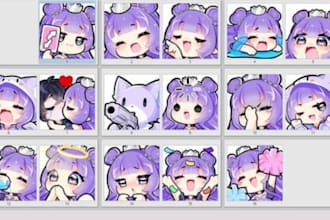 draw twitch emotes chibi or sub badges or overlay for vtuber
