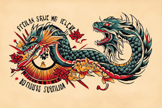 make old school traditional tattoo design for you