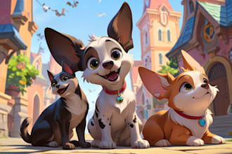 design a custom disney pet portrait illustration