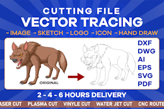 do vector tracing to dxf,dwg,crv for cnc wood router, laser