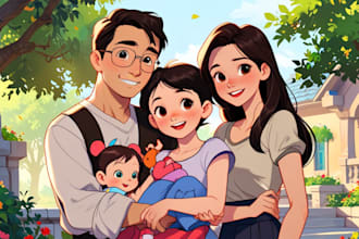 design a professional disney family portrait