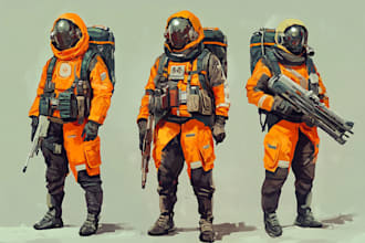 draw a sci fi character illustration or sci fi character
