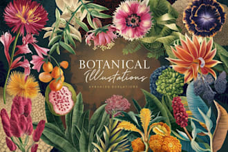 draw botanical illustrations of flowers, plants, fruits