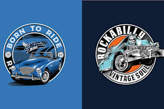 make retro custom classic car logo and vector design