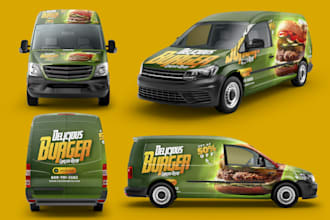 do van wrap design, car wrap or any vehicle wrap with mockup
