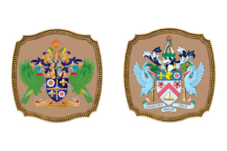 design hand drawn colorful coat of arms logo