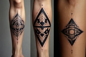 make quick geometric unique tattoo design for you