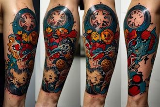 make comic cartoon anime tattoo design