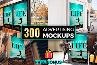create book mockups in realistic advertising locations