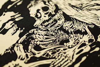 do an artistic linocut illustration in my own style