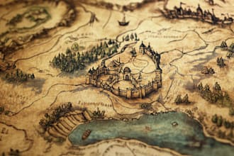 make fantasy map illustration for dnd, novels