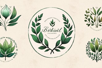 design hand drawn minimalist line art botanical boho logo