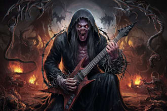 create dark art and heavy death metal illustration