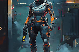 do a sci fi character art and sci fi character illustration