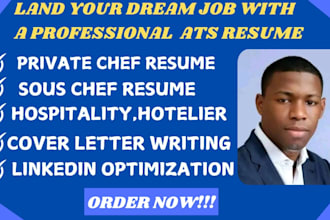 craft executive, private, pastry, or sous chef resumes