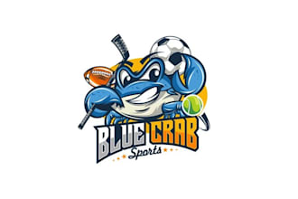 design awesome blue crab sports logo
