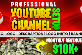 create and set up a youtube channel with a logo, banner, and intro