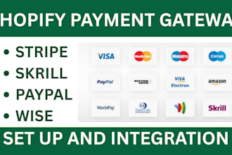 integrate verified shopify payment gateway create paypal wise klarna stripe