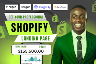 be your shopify expert landing page design with replo, pagefly, shogun, gempages