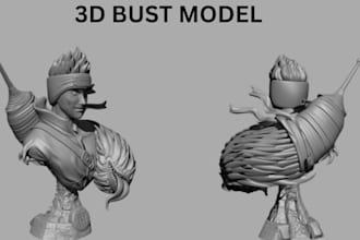 sculpt 3d bust model, mask, face, 3d head bust 3d mask model for 3d printing