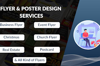 design business flyers, event posters, marketing banners, and postcard graphics