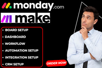 setup monday com monday dashboard automation make integromat integrations crm