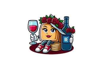 do be woman and wine tasting concept mascot logo design service