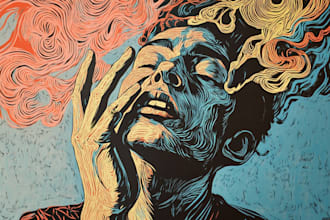draw a custom portrait in linocut style