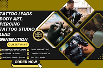 generate tattoo leads piercing leads tattoo studio makeup leads body art leads