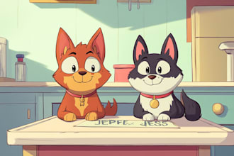 create a cartoon vector portrait of your beloved pet