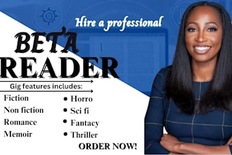 beta read romance, horror, memoir, nonfiction, fiction developmental book editor