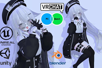 create anime vrchat avatar, furry vrc character booth outfit and custom avatar