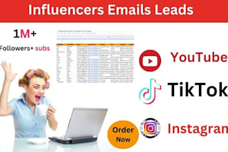 find top instagram, youtube and tiktok influencer email list