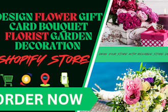 design flower gift card bouquet florist garden decoration shopify store website