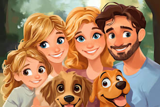 design a professional disney family portrait