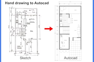 draw, redraw 2d architectural floor plan, blueprint autocad
