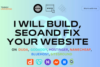 design duda, godaddy, hostinger, namecheap, bluehost, siteground website and seo