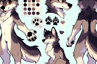 draw furry reference sheet character illustration fursona vtuber model sheet oc